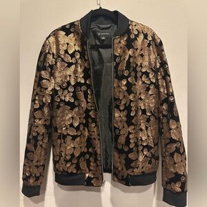 INC Black Jacket with gold sequin detail, size small